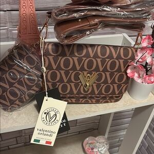 Valentino Orlandi Brown Logo Handbag